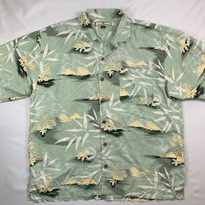 Tommy Bahama Men’s Floral Teal 100% Silk XL Shirt